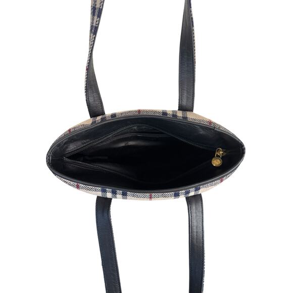 BURBERRY Vintage Wool Nova Check Handbag Tartan Plaid Shoulder Bag Tote EUC - Picture 4 of 7